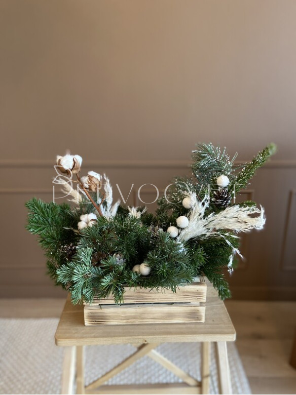 Новогодняя композиция в ящике #56