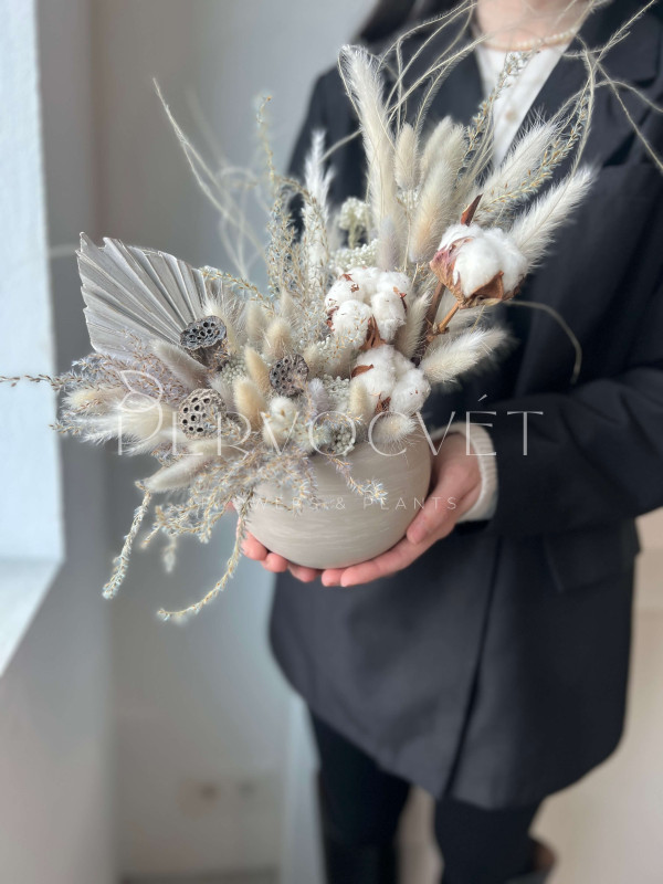 Композиция из сухоцветов #15 с хлопком