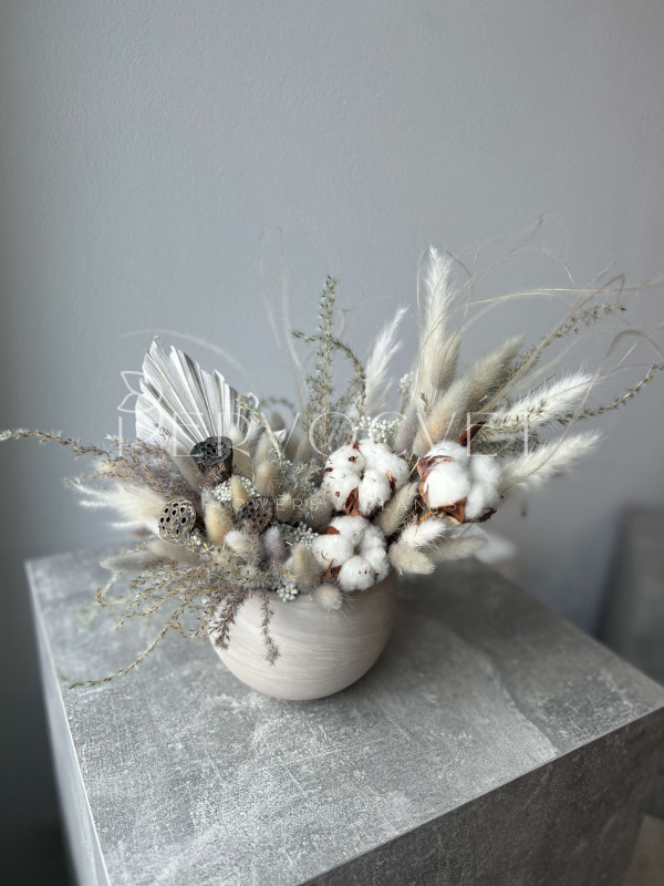 Композиция из сухоцветов #15 с хлопком