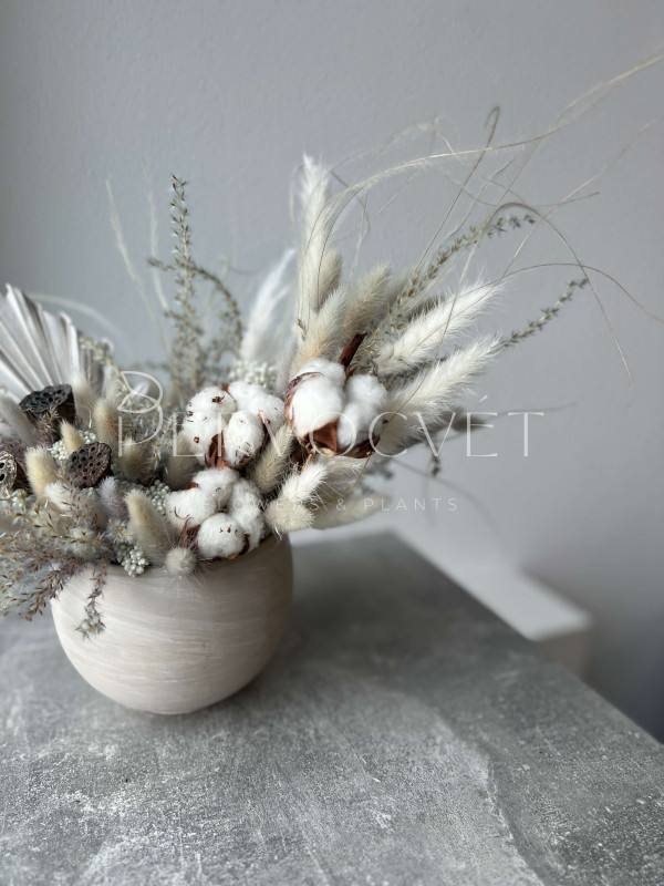 Композиция из сухоцветов #15 с хлопком