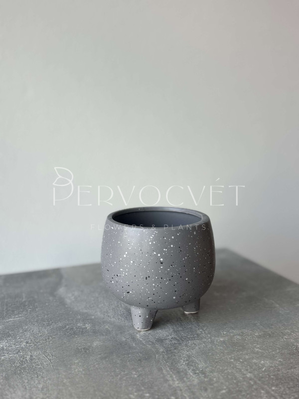 Кашпо керамическое "Серое" на ножках d 10 см