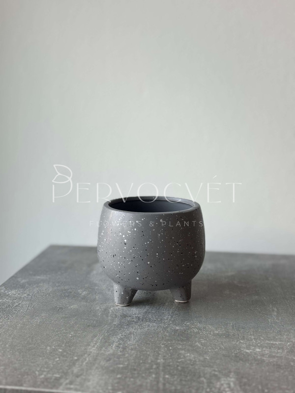 Кашпо керамическое "Серое" на ножках d 10 см