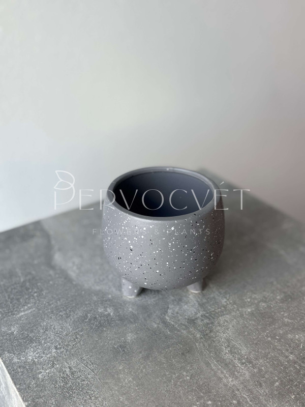 Кашпо керамическое "Серое" на ножках d 10 см