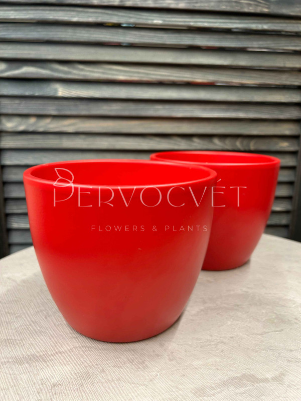 Кашпо керамическое (матовое красное)