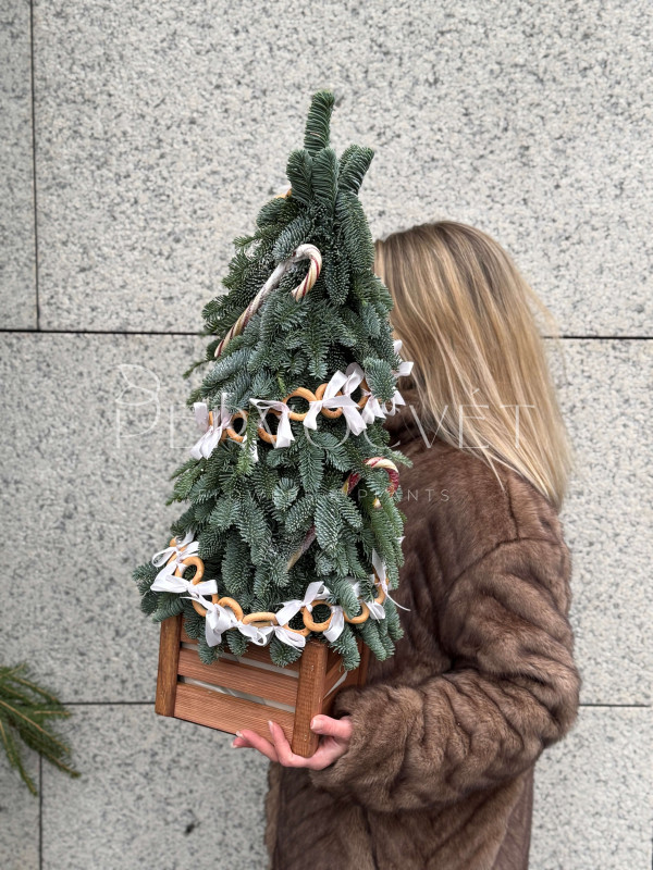 Елочка из нобилиса 70 см #107 с декором из сушек (баранок)