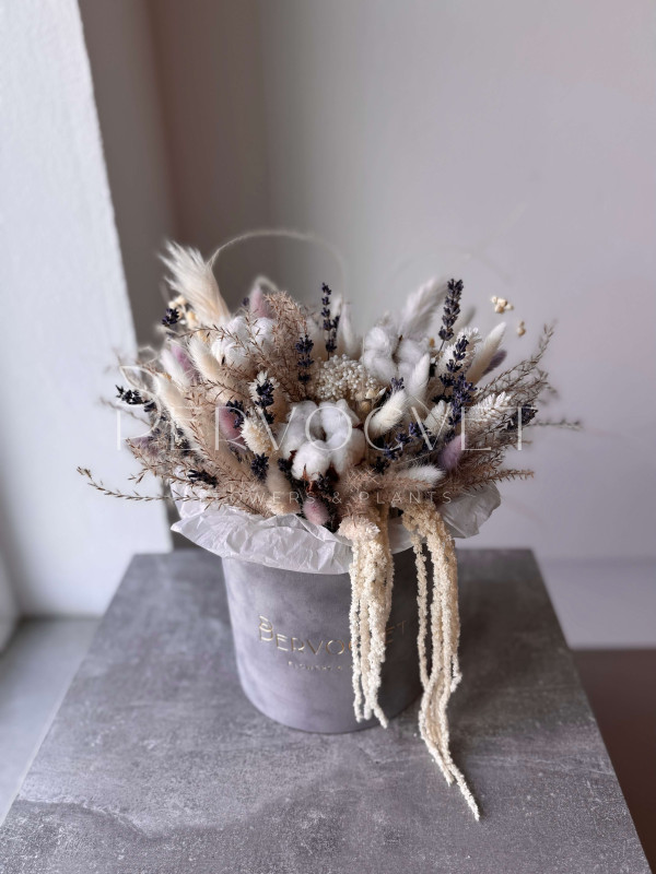 Композиция из сухоцветов #4 с хлопком и лавандой