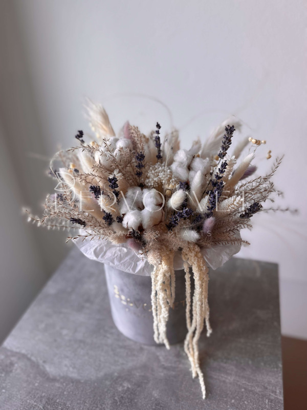 Композиция из сухоцветов #4 с хлопком и лавандой