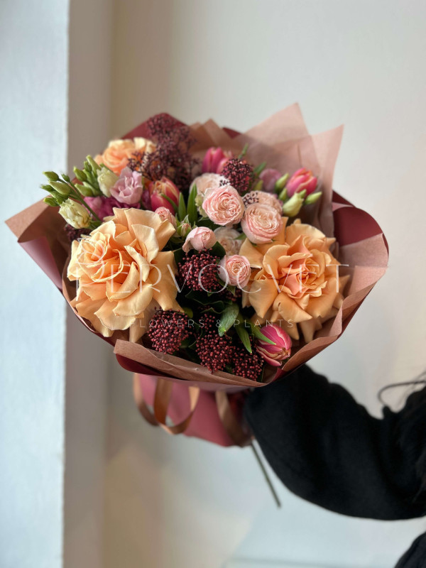 Букет #559 с тюльпанами сорта Колумбус