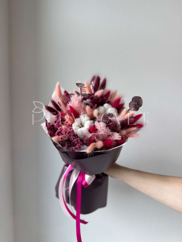 Букет из сухоцветов #67 хлопок и аспарагус
