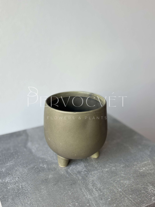 Кашпо керамическое "Зеленое" на ножках d 13 см