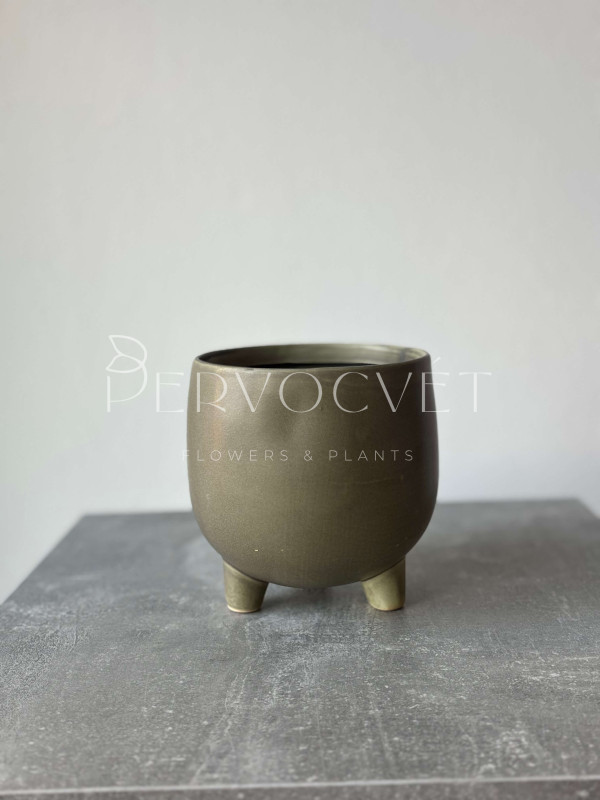 Кашпо керамическое "Зеленое" на ножках d 13 см