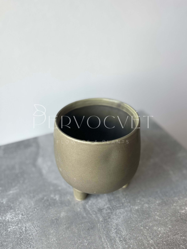 Кашпо керамическое "Зеленое" на ножках d 13 см