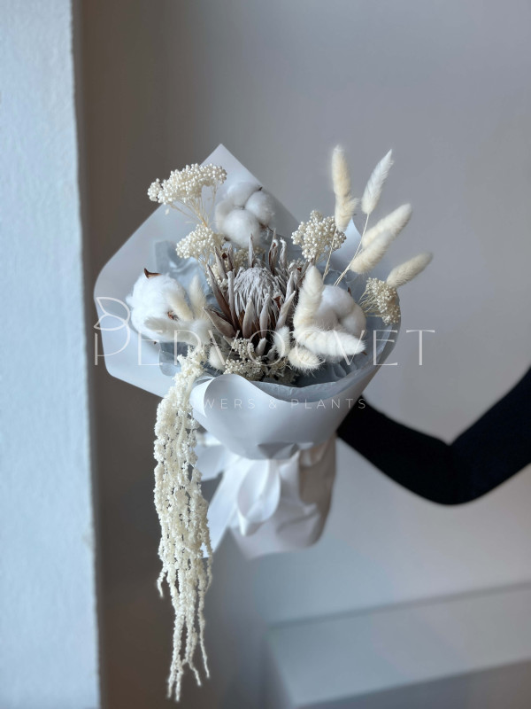 Букет из сухоцветов #34 протея и хлопок