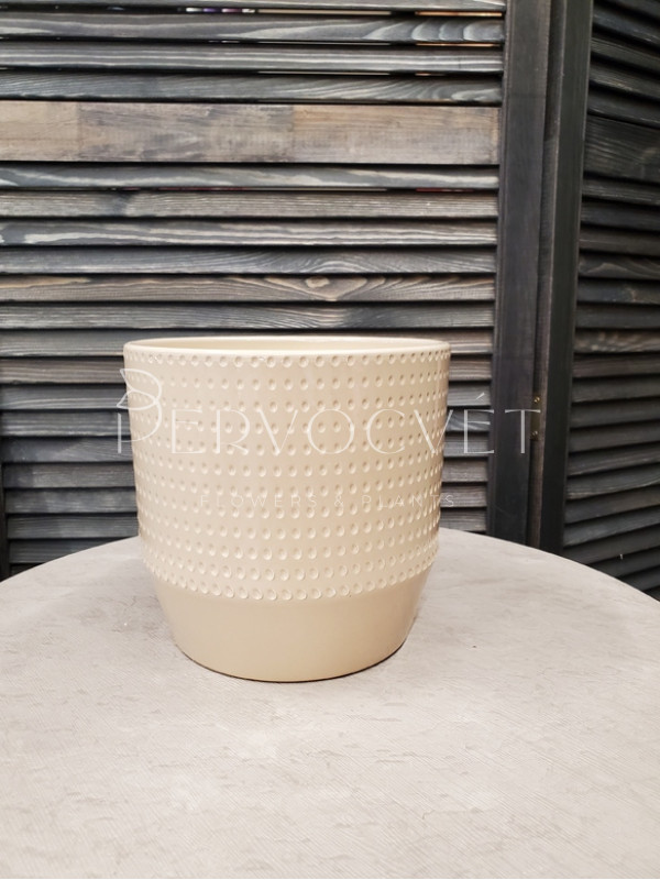 Кашпо керамическое (бежевая точка) d 19 см