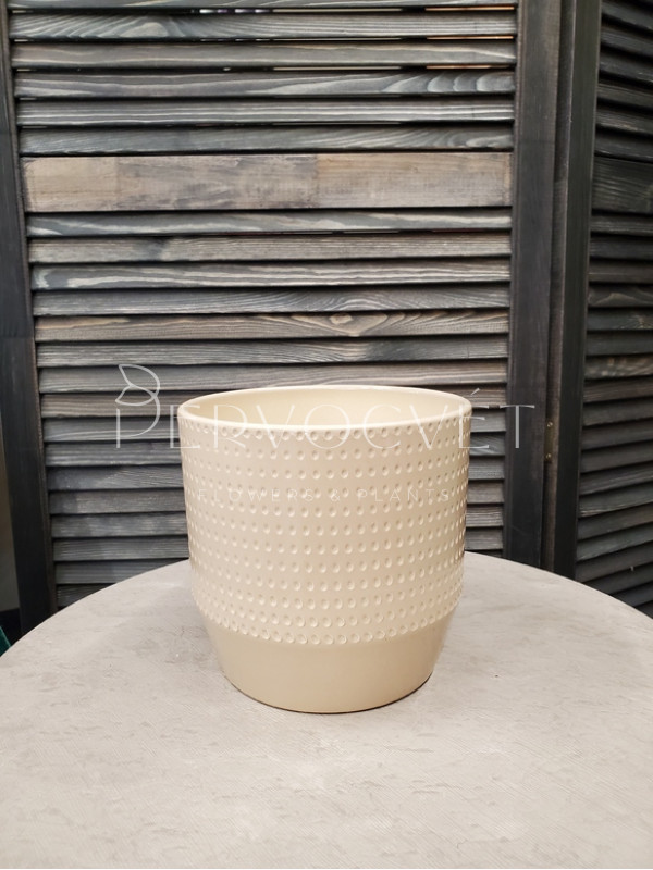 Кашпо керамическое (бежевая точка) d 19 см