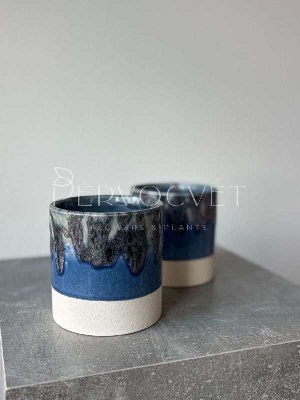 Кашпо керамическое "Синее море" d 12 см