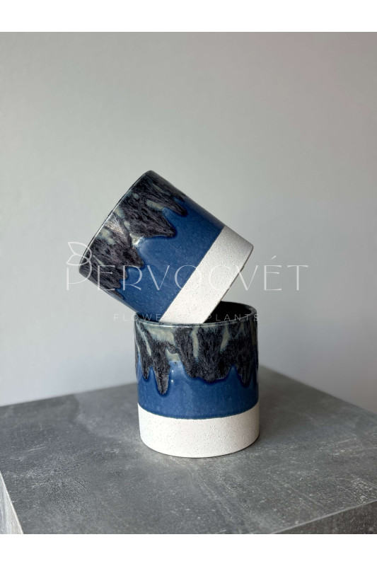 Кашпо керамическое "Синее море" d 12 см