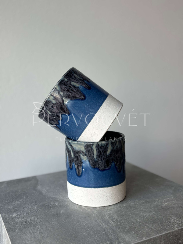 Кашпо керамическое "Синее море" d 12 см