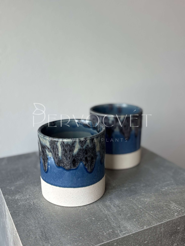 Кашпо керамическое "Синее море" d 12 см