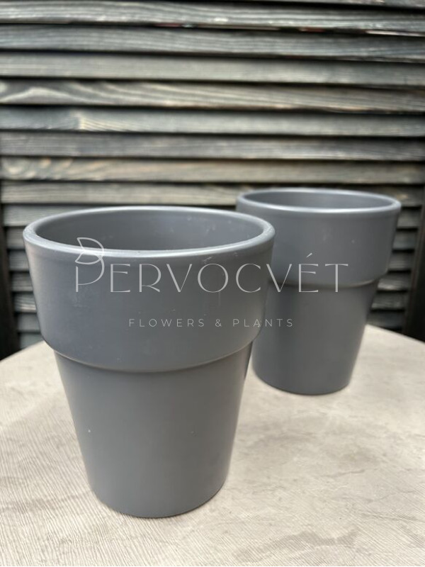 Кашпо керамическое (графит) d 13 см