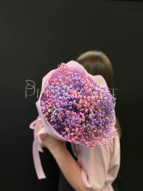 Букет #511 из розово-сиреневой гипсофилы